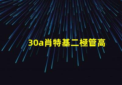 30a肖特基二極管高效能與耐壓性能的最佳選擇