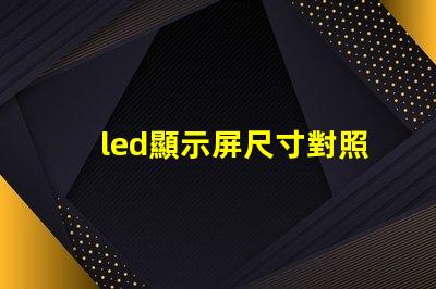 led顯示屏尺寸對照表揭示不同需求的最佳選擇