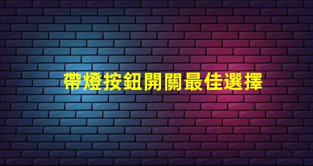 帶燈按鈕開關最佳選擇提升用戶體驗的智能開關